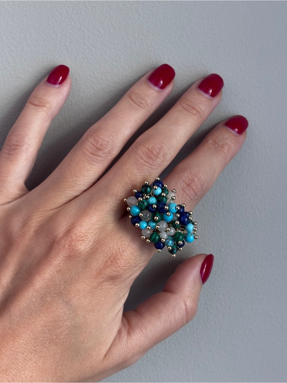 Statement Cluster Bead Statement Turquoise TUTTITUTTI RING Size 7